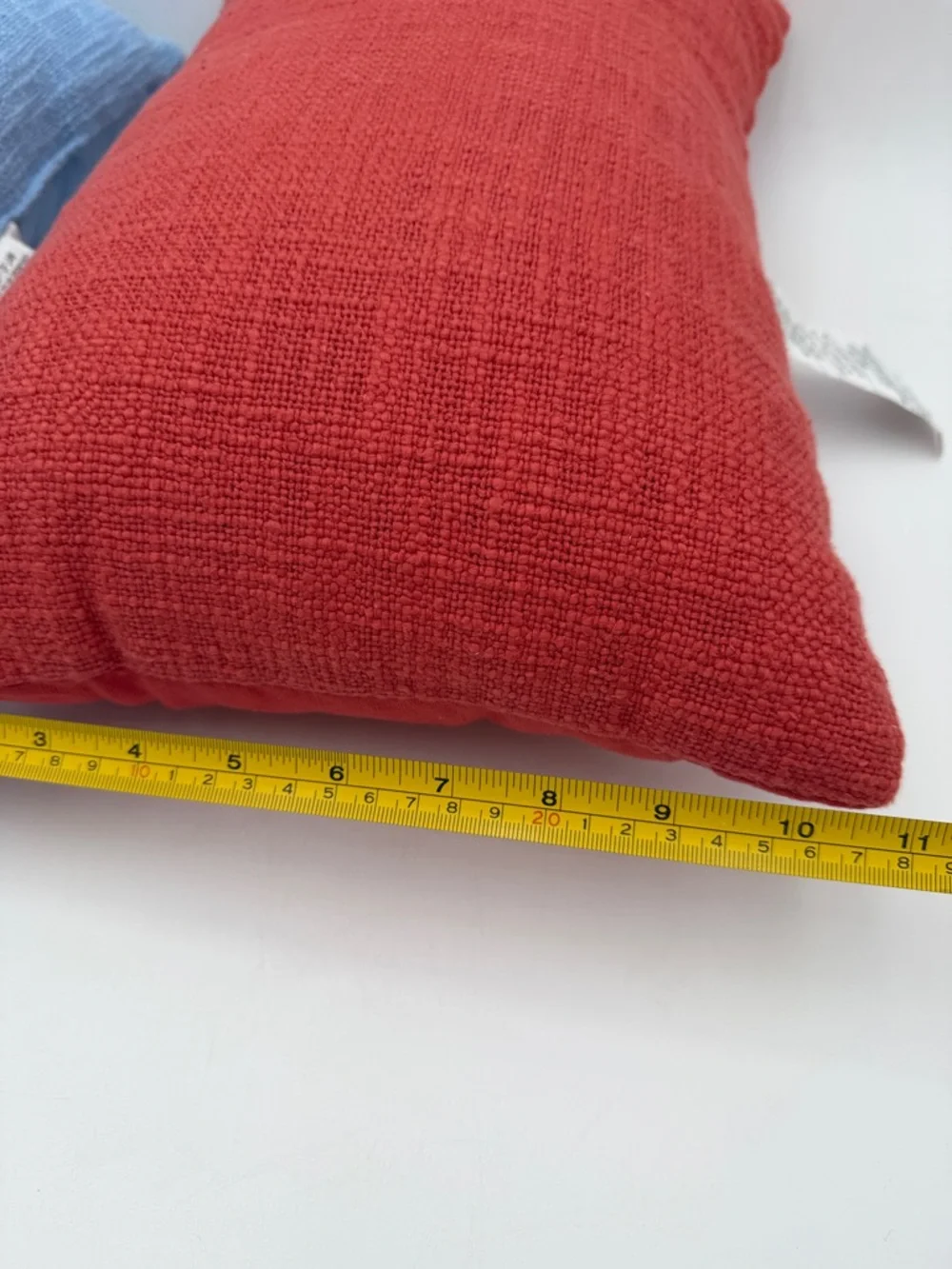 Set of Two Decorative Pillows in Light Blue and Red